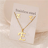 Stainless Steel Letter Pendant Necklaces & Stud Earrings Sets WG3FD2C-05-1
