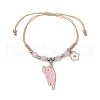Natural Rose Quartz Beads Braided Bead Bracelets BJEW-TA00621-03-2