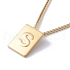 Titanium Steel Initial Letter Rectangle Pendant Necklace for Men Women NJEW-E090-01G-19-1