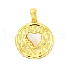 Brass Pave Shell Pendants KK-P263-01A-G-1