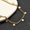 304 Stainless Steel Twisted Chain Necklaces with Disc Charm Tassel NJEW-R023-04G-3