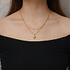 Stainless Steel Pave Clear Cubic Zirconia Star Pendant Double Layer Necklaces for Women's Daily Wear HB1579-2-3