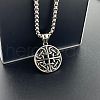 Vintage Stainless Steel Hollow Round Viking Knot Pendant Punk Hip-hop Street Necklace Jewelry NB1206-2