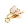 Brass Micro Pave Clear Cubic Zirconia Fold Over Clasps with Shell KK-S382-07G-2