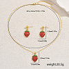 Brass Cherry Stud Earrings & Pendant Necklaces Set Women DP3348-1-1
