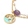 Nuggets Natural Amethyst & Imitation Pearl Multi-Strand Bracelets BJEW-P326-03A-G-2