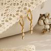 Teardrop Brass Micro Pave Clear Cubic Zirconia Hoop Earrings FS-WGBF553-01-4
