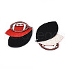 Oval with Rugby Pattern Leather Pendants FIND-N007-05-2