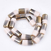 Half Electroplate Opaque Glass Beads Strands X-EGLA-S177-02C-2