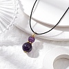 Natural Amethyst Gourd Pendant Necklaces NJEW-JN05246-05-2