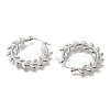 304 Stainless Steel Leaf Hoop Earrings for Women EJEW-S227-67P-2