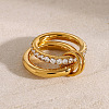Stainless Steel Micro Pave Clear Cubic Zirconia Stacking Finger Rings FS-WGF4BA8-02-4