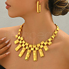 Geometric Hollow Texture Iron Stud Earrings & Bib Necklaces Sets for Women's Banquet Wedding DP0438-4