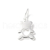 925 Sterling Silver Hollow Heart Bear Charms STER-R012-01S-1
