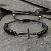 Natural Black Onyx Round Bead Braided Bead Bracelets FL7803-4-1