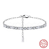925 Sterling Silver Pave Cubic Zirconia Rectangle Link Chain Bracelets BJEW-A037-07P-2