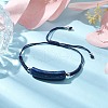 Curved Rectangle Natural Lapis Lazuli Adjustable Nylon Cord Braided Bead Bracelets for Women Men BJEW-JB10280-02-4