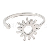 304 Stainless Steel Sun Open Cuff Ring for Women RJEW-M149-05P-1