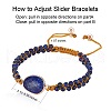 Natural Lapis Lazuli Teardrop Link Braided Bead Bracelet BJEW-SZ0002-54B-2