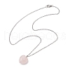 Natural Rose Quartz Faceted Heart Pendant Necklaces NJEW-JN05104-01-4