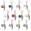 12Pcs 12 Colors Round Acrylic & Wing Alloy Pendant Decoration HJEW-JM02401-1
