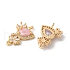 Brass Pave Clear Cubic Zirconia Flower Teardrop Links Connector Charms KK-C062-014G-2