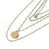 Synthetic Turquoise Sun Pendant Multi Layered Necklace with Plastic Beaded NJEW-P269-18A-G-3