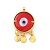 Rack Plating Handmade Evil Eye Lampwork Pendants KK-F838-01-G-3