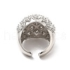 Clear Cubic Zirconia Round Dome Open Cuff Ring RJEW-C055-04P-3