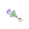 Flower Transparent Glass Pendant Decorations HJEW-JM03295-02-5