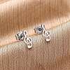 Tarnish Resistant 304 Stainless Steel Music Note Studs Earrings with 316 Stainless Steel Pins for Women MUSI-PW0001-23P-3