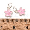 Fine Silver Pearl Pink Enamel Flower Charms STER-A047-04B-S-3