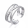 304 Stainless Steel Criss Cross Open Cuff Ring RJEW-T023-23P-3