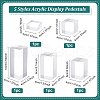 FINGERINSPIRE 5Pcs 5 Styles Square Transparent Acrylic Jewelry Display Pedestals ODIS-FG0001-65-2