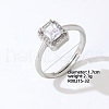 Mother's' Day Rectangle Platinum Brass Adjustable Ring with Cubic Zirconia EG7863-26-1