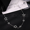 304 Stainless Steel Star Link Chain Necklaces for Women FS-WGF136C-02-2