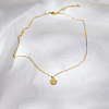 Simple Stainless Steel Pave Clear Cubic Zirconia Flat Round Pendant Necklaces for Women's Daily Wear AQ5900-2-1