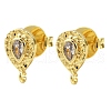 Brass Micro Pave Clear Cubic Zirconia Stud Earring Findings KK-S530-01G-2