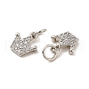 Rack Plating Brass Micro Pave Clear Cubic Zirconia Pendants KK-E081-14P-3