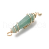 3Pcs 3 Styles Natural Green Aventurine Pointed Copper Wire Wrapped Faceted Bullet Big Pendants PALLOY-JF03572-02-5