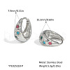 Stainless Steel Colorful Rhinestone Hoop Earrings GL4327-2-2