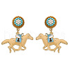 Horse Alloy Enamel Dangle Stud Earrings FS-WG96C14-02-1