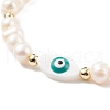 Natural Shell & Pearl Braided Bead Bracelet BJEW-JB08237-01-4
