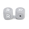 20Pcs Grey Cube Letter Silicone Beads 12x12x12mm Square Dice Alphabet Beads with 2mm Hole Spacer Loose Letter Beads for Bracelet Necklace Jewelry Making JX436R-2
