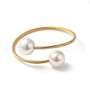 Plastic Imitation Pearl Round Beaded Cuff Bangle X-BJEW-P310-07G-1