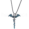 Alloy Enamel Dragon Wrapped Sword Pendant Necklaces NJEW-V005-02P-02-1