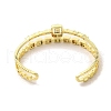 Square Glass Open Cuff Bangle with Cubic Zirconia BJEW-A136-02G-2