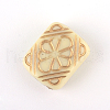 Rectangle with Flower Plating Acrylic Beads PACR-Q102-205A-2