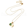 Ion Plating(IP) 304 Stainless Steel Pave Glass Cardano Chain Rectangle Pendant Necklaces NJEW-H037-04G-03-2