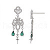 Brass Micro Pave Clear Cubic Zirconia Stud Earring Findings KK-S356-665P-NF-2